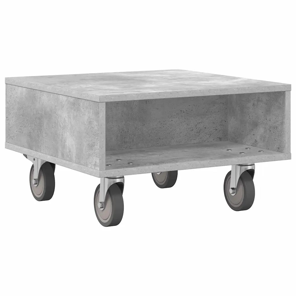 Tavolino con Ruote Grigio cemento 50,5 x 50 x 30 cm