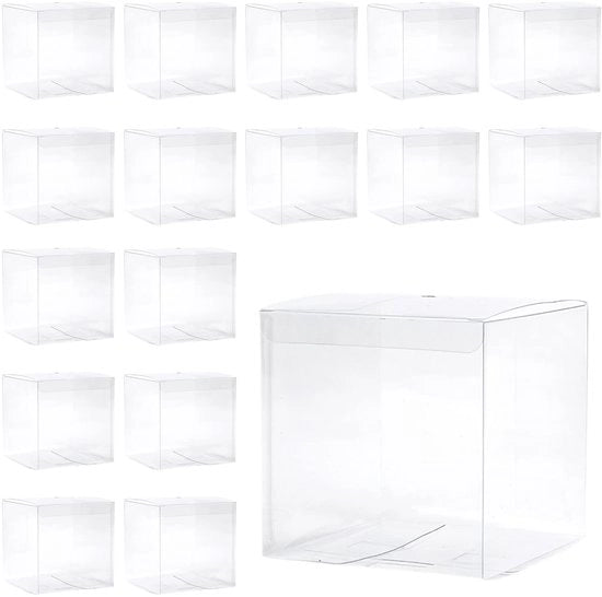 Cadeaudozoni trasparenti da 50 pezzi - Opvougbile - Dimensioni 5 x 5 x 5 cm - Materiale in plastica - Ideali per matrimonio/festa/anniversario