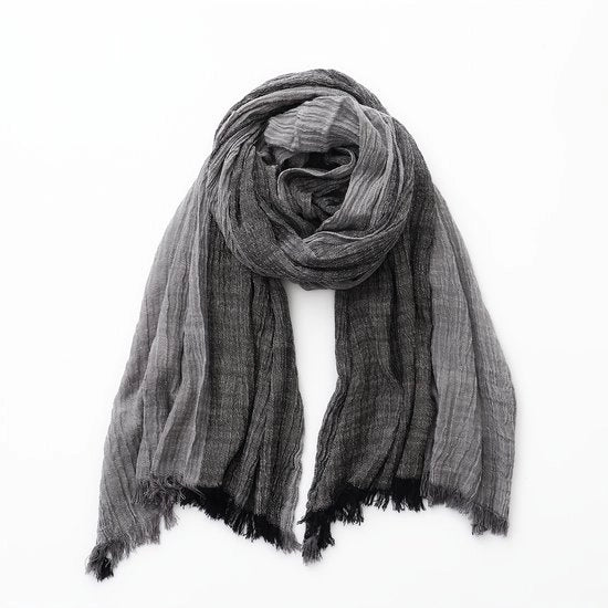 Sciarpa in cotone e lino, a due tonalità, stile coreano, unisex | Sciarpa liscia per autunno e inverno, unisex