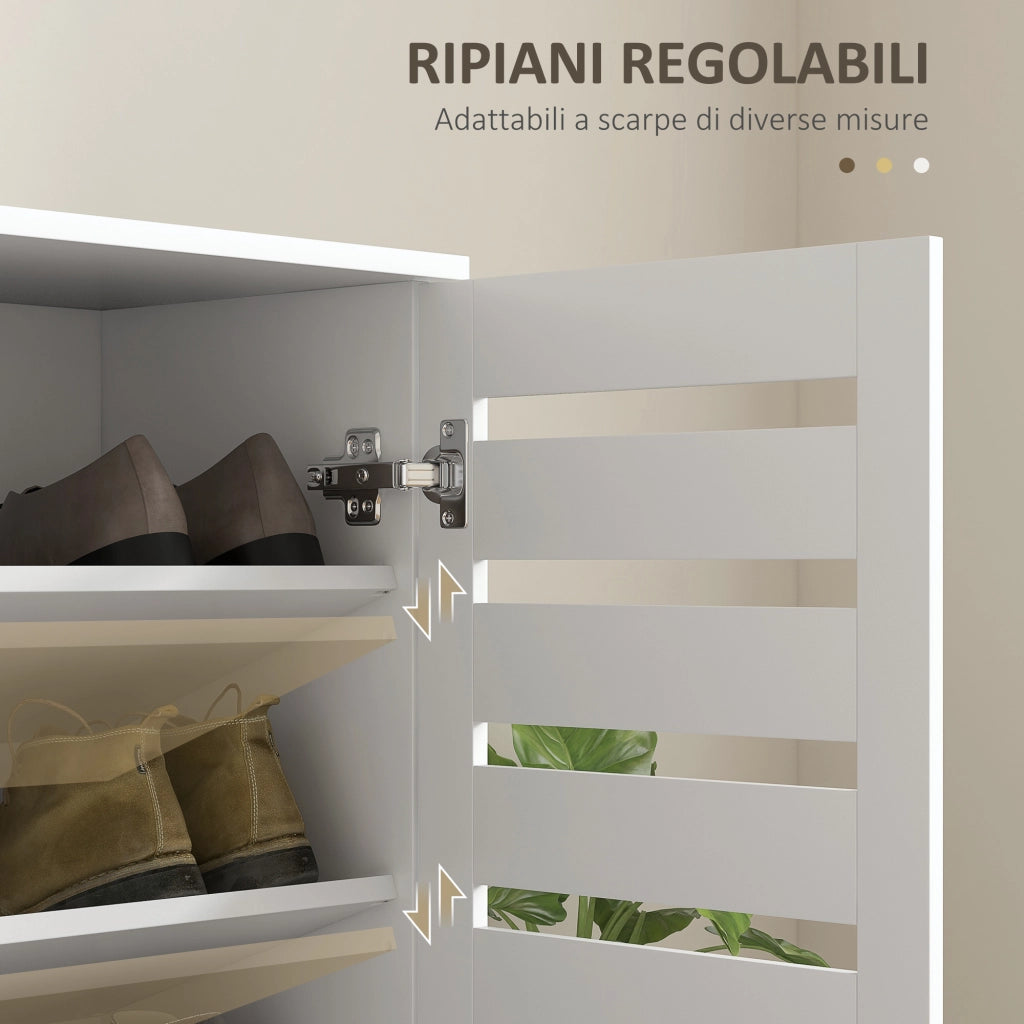 Armadio Scarpiera con 5 Livelli e 4 Ripiani Regolabili ¨C zephmum ¨C Legno, 76x33x98 cm, Bianco