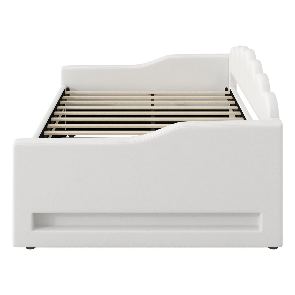 LETTO Giornale 140x200 cm Beige con letto estraibile e LED