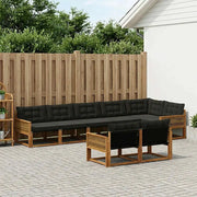 Set di divani da esterno con cuscino 8 pcs Naturale e Nero 3381508