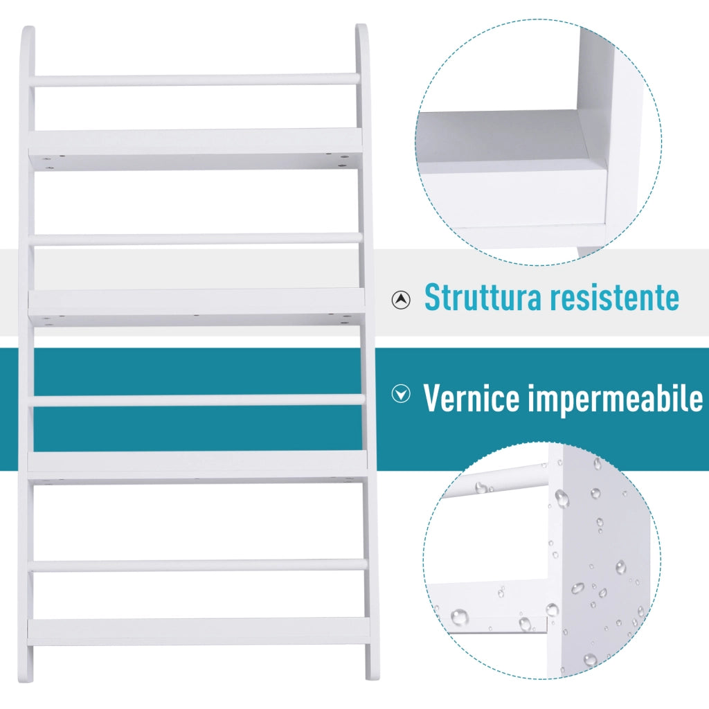 EasyComfort Libreria da Parete con 4 Ripiani in Legno Bianco Impermeabile, Carico Massimo 30kg (59cm x 12cm x 113cm)