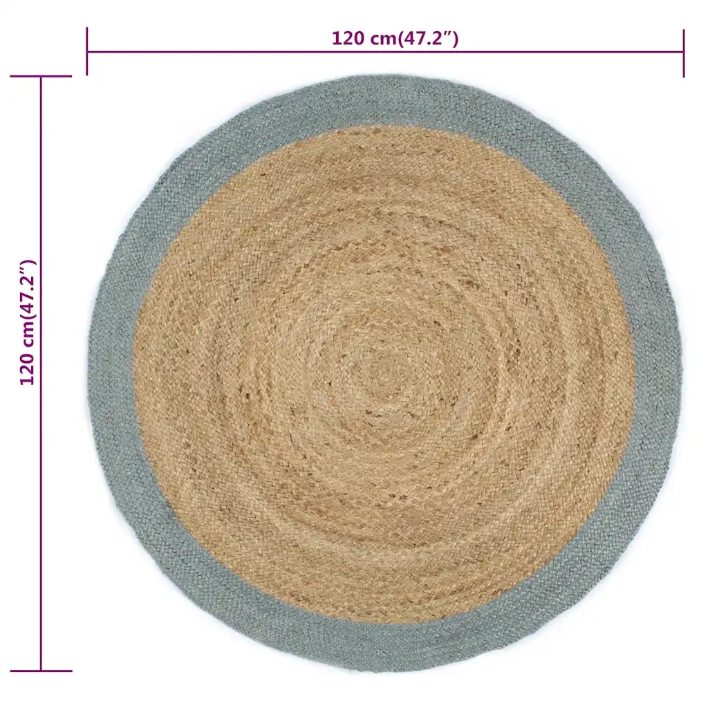 Tappeto Lavorato a Mano in Juta con Bordo Verde Oliva 120 cm 133681