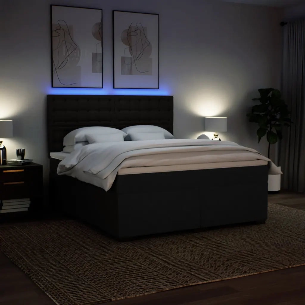 vidaXL Giroletto a Molle con Materasso Nero 180x200 cm in Tessuto