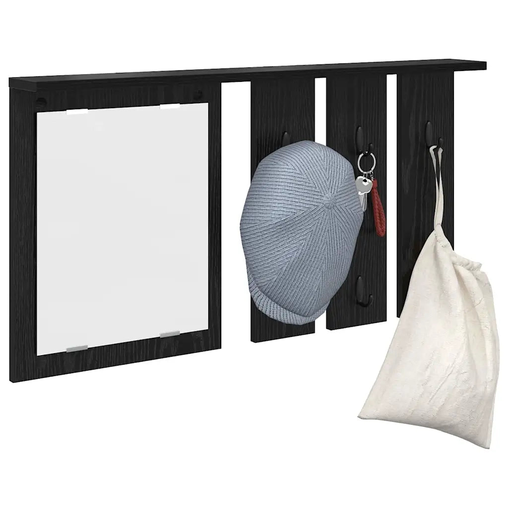 vidaXL Appendiabiti a muro con lo scaffale Rovere nero 85 x 10 x 45 cm