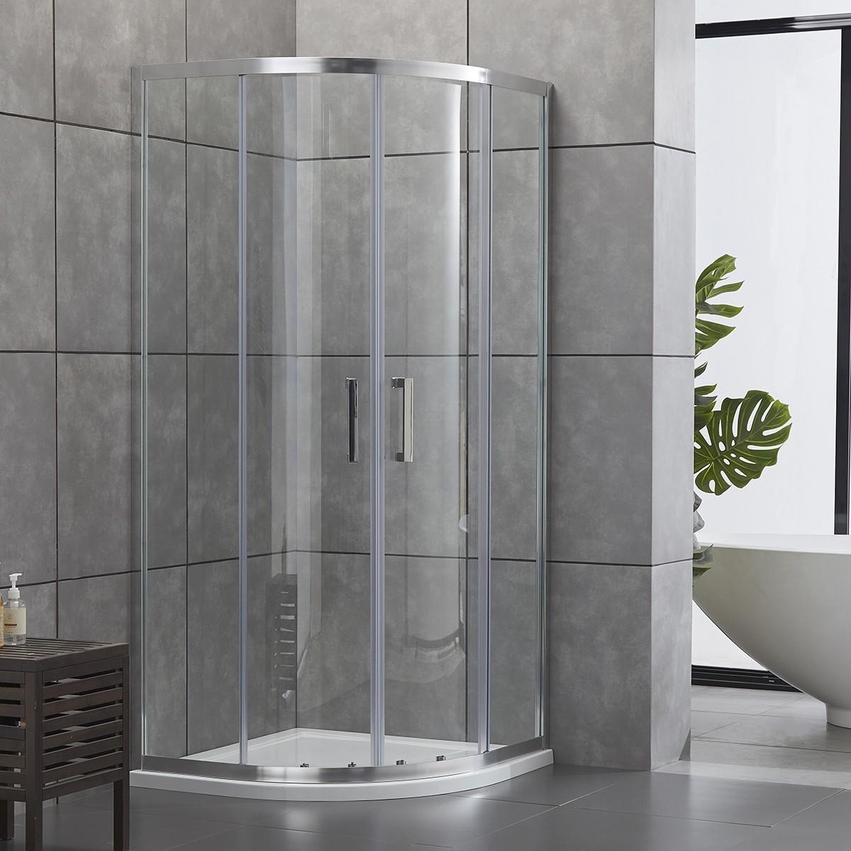 Box Doccia Semicircolare 2 Ante Scorrevoli in Cristallo Trasparente 6mm H190 Bonussi Giuly 80x80 cm