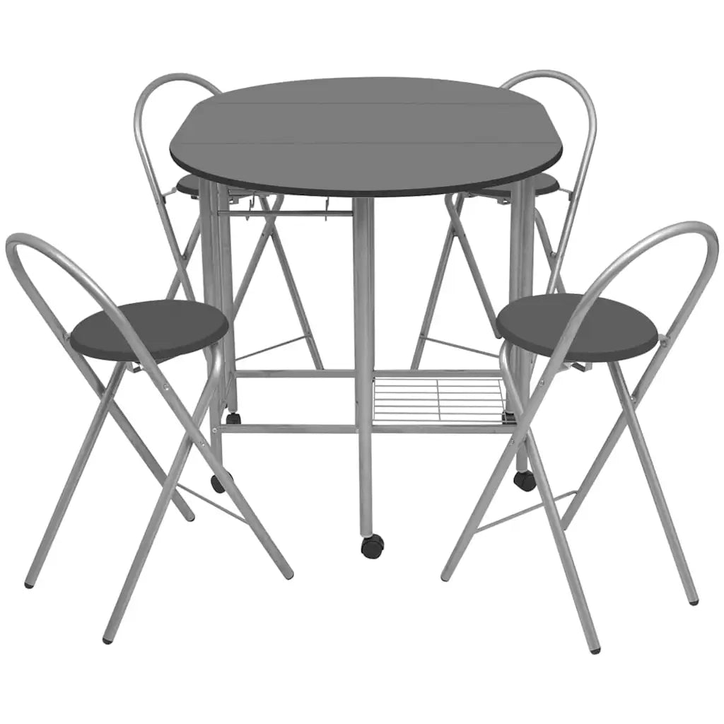 Set Tavolo e Sedie 5 pz Pieghevoli in MDF Nero 243902
