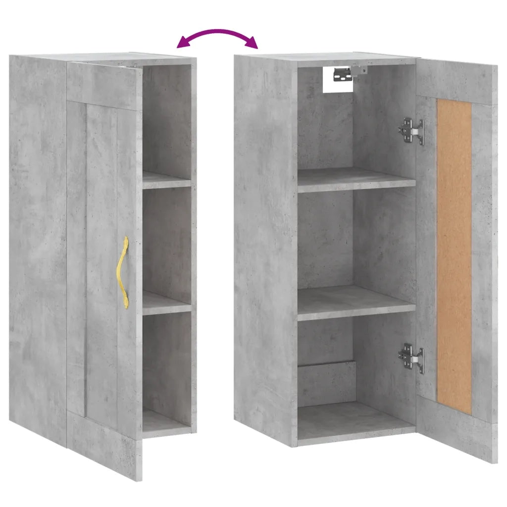 Mobile a Parete Grigio Cemento 34,5x34x90 cm Legno Multistrato 835022