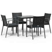 Set Pranzo da Giardino 5pz | Set Salotto da Giardino con Cuscini in Polyrattan e Acciaio