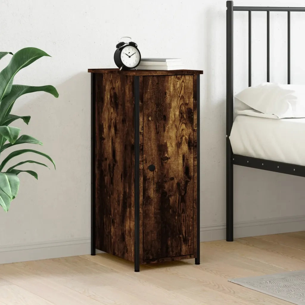 Comodino | Armadio da Notte | Mobiletto da notte Rovere Fumo 32x42x80 cm in Legno Multistrato