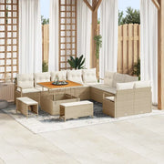 Set Divano da Giardino con cuscino 13 pcs Beige polyrattan