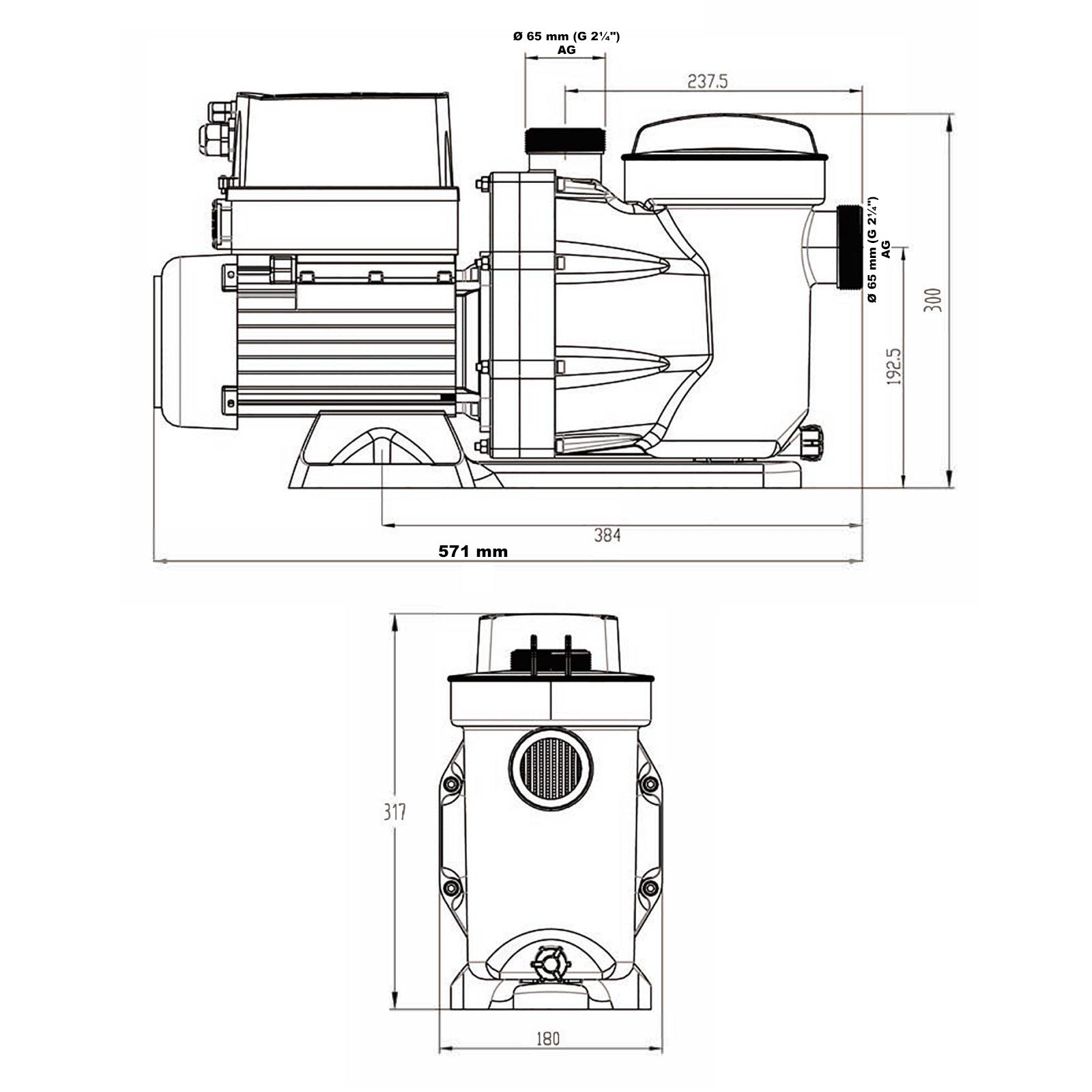 Pompa piscina per ricircolo con velocità regolabile 1500W 33600l/h 18m Pompa di circolazione