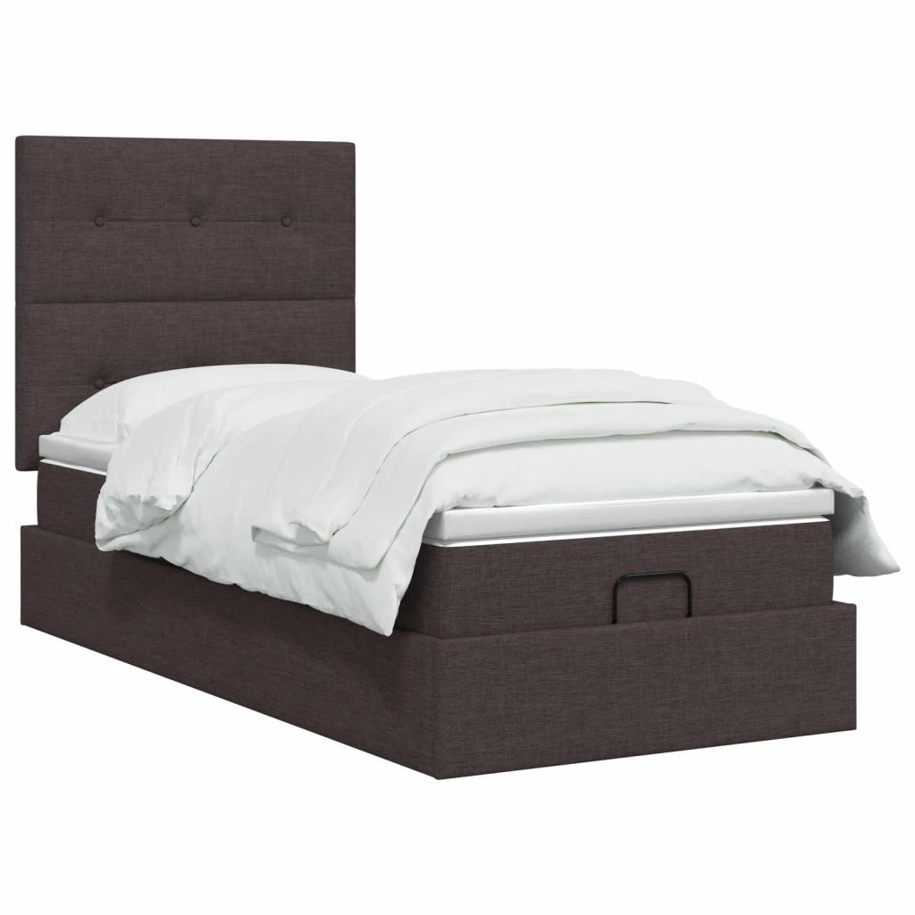 Letto ottomano con materasso Marrone Scuro 90 x 190 cm Tessuto 3457455