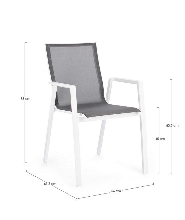 Set 4 Sedie da Giardino 56x61,5x88h cm con Braccioli Krion Bianco