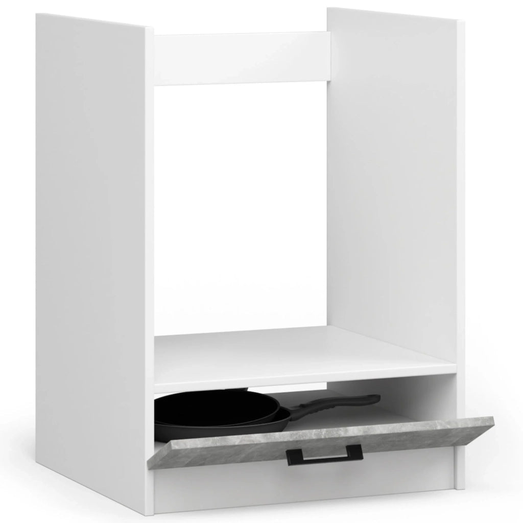 Mobile da cucina per incasso del forno AKORD S60 sistema OLIWIA Bianco 60 cm 1 anta inserto frontale Cemento 60x55x82 cm