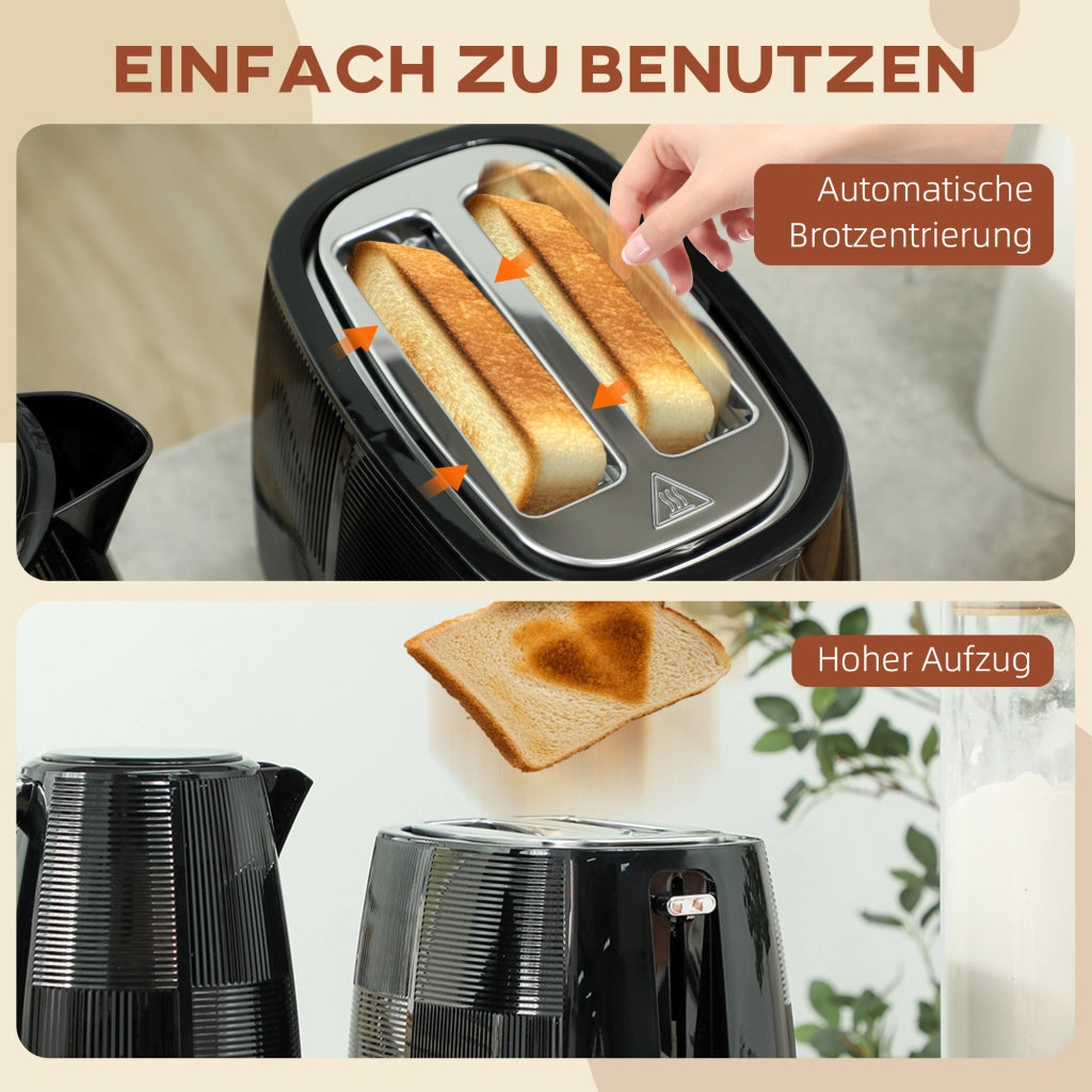 Bollitore e Toaster Set ¨C zephmum ¨C Acciaio Inossidabile, Nero, 1.7 L