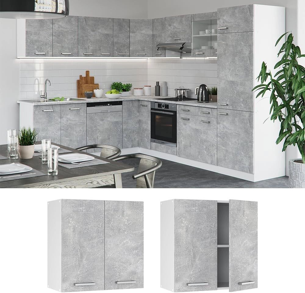 Pensile da cucina R-Line, Calcestruzzo, 60 cm, per la libera combinazione all'interno di sistemi cucina modulari