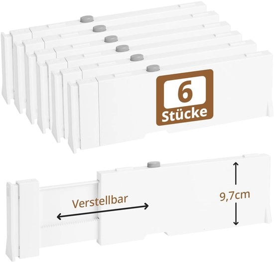 Set di 6 laccapientatori da 9,7 cm alti, laccapientatori regolabili da 28-43 cm, laccapientatori in materiale trasparente, laccapientatori per capi per bambini, abbigliamento, cosmetici, magazzino cucina e ufficio