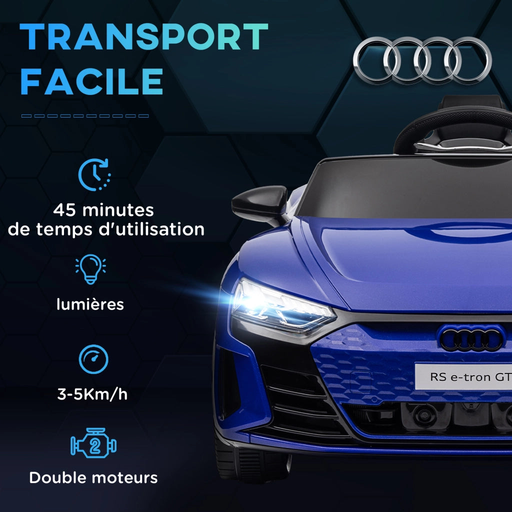 Auto elettrica per bambini 12V Audi RS E-tron GT con radiocomando effetti sonori e luminosi blu