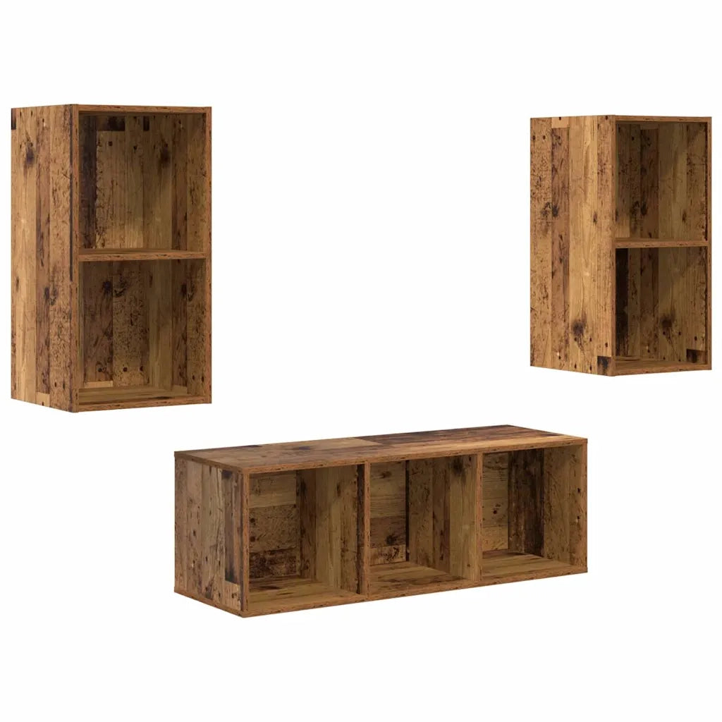 Set mobile TV 3 pcs Legno vecchio Legno multistrato