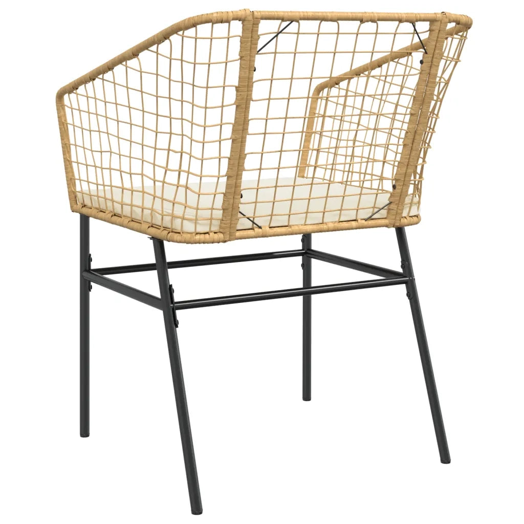 Sedie da Giardino 2 pz | Sedie da Esterno con Cuscini Marrone in Polyrattan