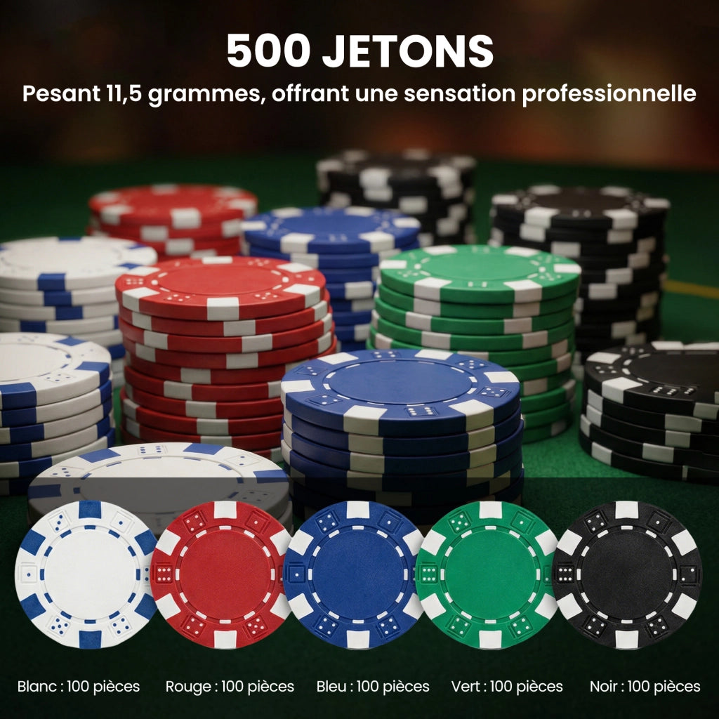 Set Poker 500 Fiches ¨C Xylo ¨C Custodia ABS con Carte, Dadi, Dealer, Tappeto