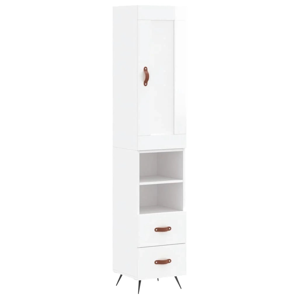 Buffet credenza cassettiera mobiletto mobile contenitore organizer cucina soggiorno lucido 34,5 x 34 x 180 cm legno ingegnerizzato bianco 02_0032796