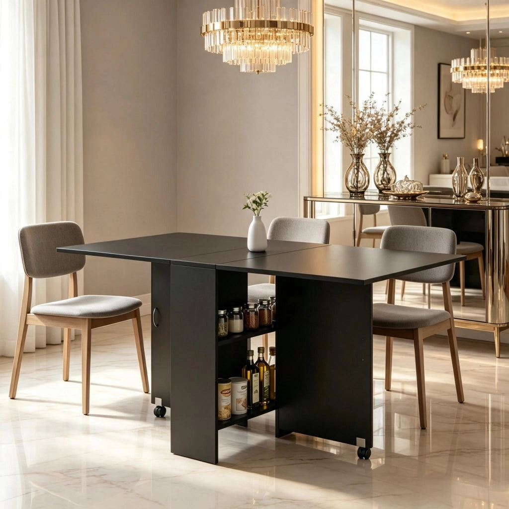 TAVOLO Pieghevole ed estensibile 75x140 cm Nero