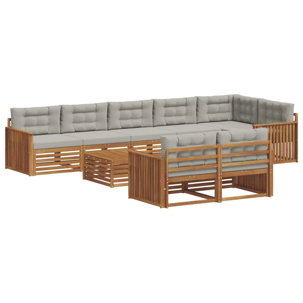 Set di divani da esterno 9 pcs Grigio Naturale e Chiaro 3373696