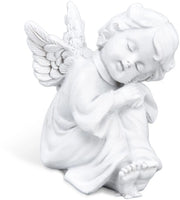 Angelo decorativo, statuetta di angelo, piccolo angelo addormentato, scultura di angelo carina, angelo seduto per decorazione di interni e esterni, giardino 5,5 cm x 6 cm