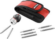 Composizione Cacciavite a sfera protwist a cricchetto con 7 lame in custodia, manico ergonomico bi-materiale, cricchetto 45 denti di alta qualità, 8 pezzi - ATCL.S14PB