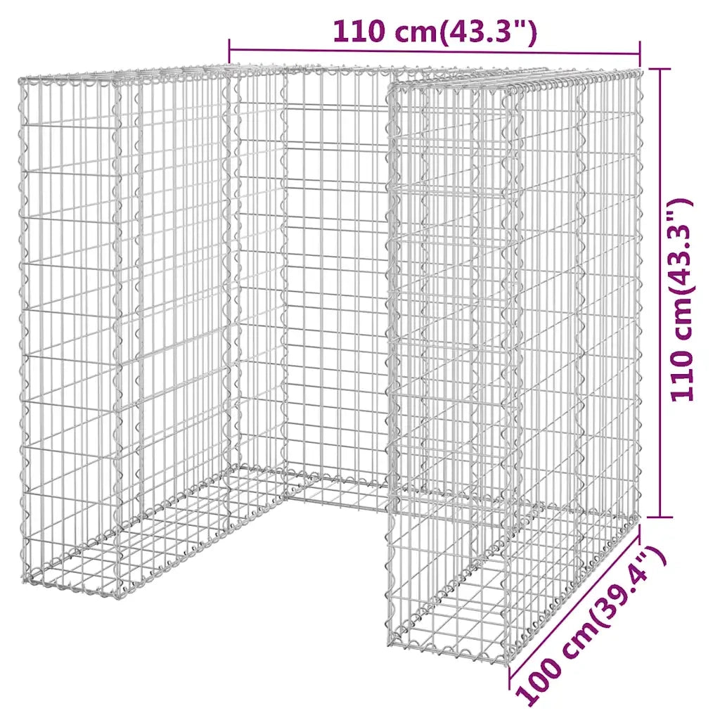 Gabbione per Bidoni in Acciaio Zincato 110x100x110 cm 151298
