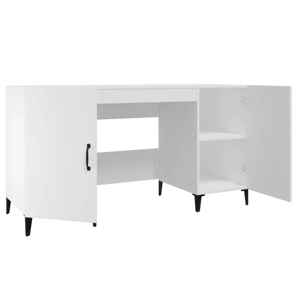 Scrivania tavolo postazione di lavoro mobile per computer studio 140 x 50 x 75 cm legno ingegnerizzato bianco 02_0023515