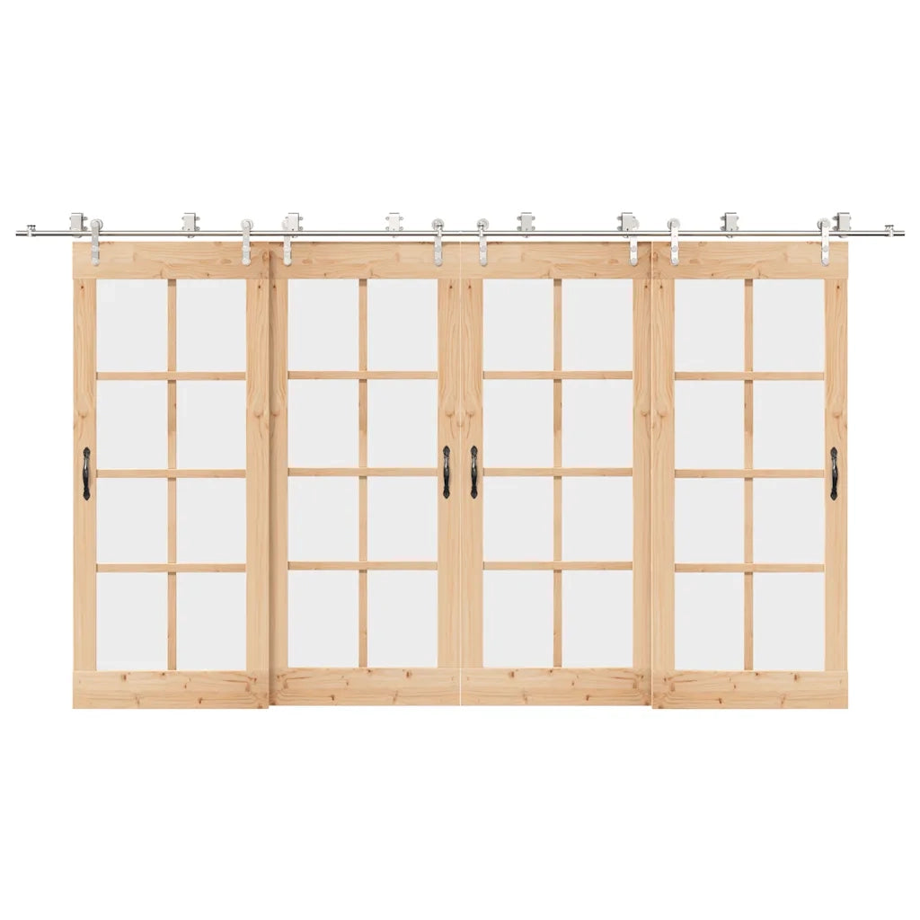 Kit Binari Porta Scorrevole 400 cm Acciaio Inossidabile Argento