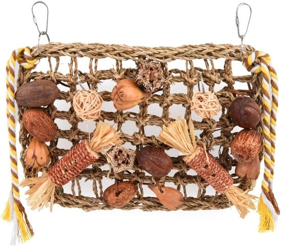 Giocattolo per Pappagalli, Giocattolo per Cuculo, Giocattolo per Uccelli, Blocco di Legno Naturale e Sicuro, Oscillante per Cuculare per Tutti i Pappagalli e gli Uccelli