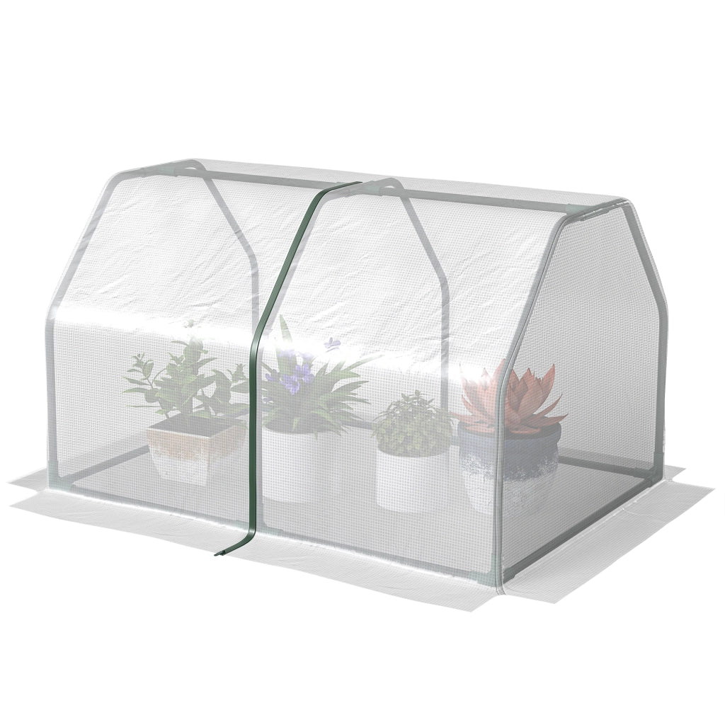 Mini Serra da Giardino e Balcone in Plastica PE e Acciaio con Chiusura a Zip, 99x71x60 cm