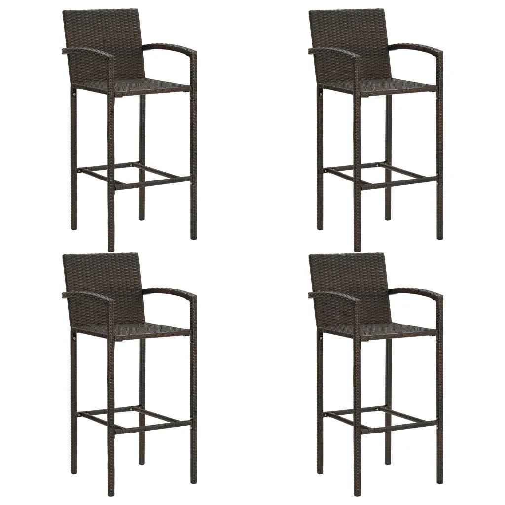 Set da Bar da Giardino 5 pz | Set Salotto da Giardino in Polyrattan Marrone