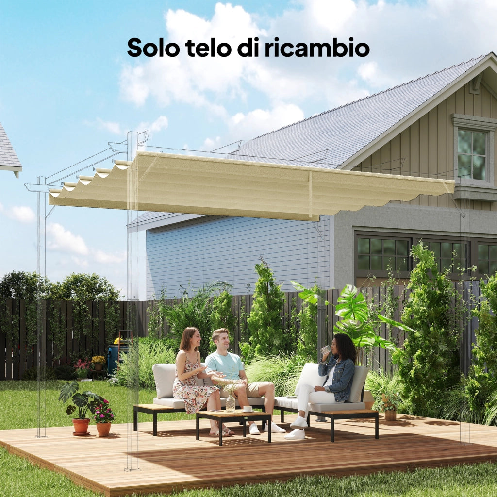 Tettuccio per Pergola Gazebo da Giardino 3x4 m ¨C zephmum ¨C Poliestere Crema