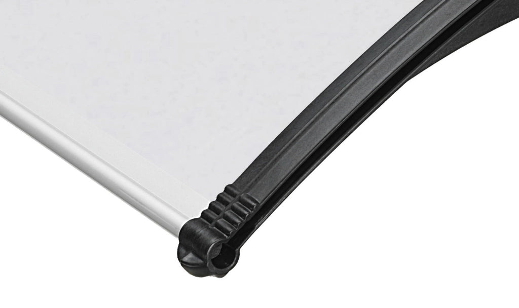 Pensilina tettoia, abs nero, policarbonato compatto satinato opaco 120x80cm da esterno Fredi