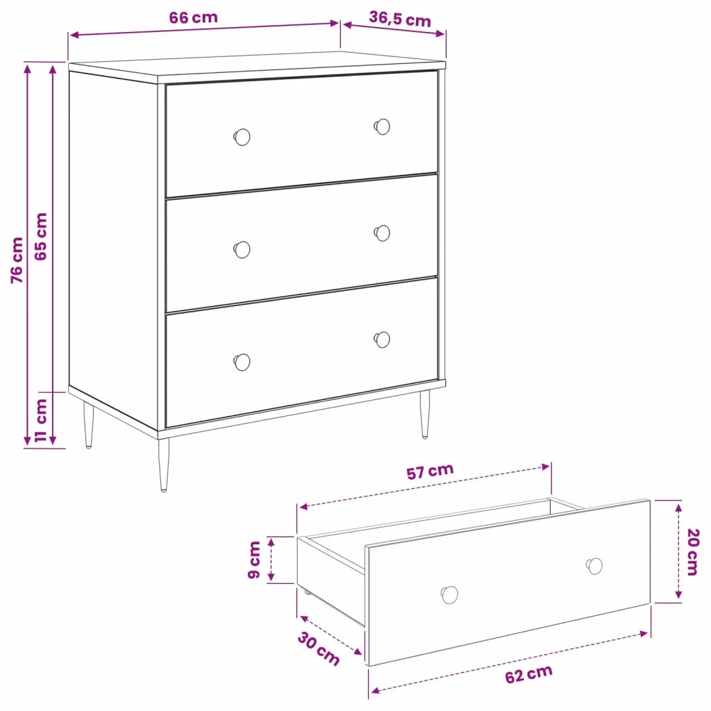 Cassettiera BONN Stampa retro wave 66 x 36,5 x 76 cm 8007381