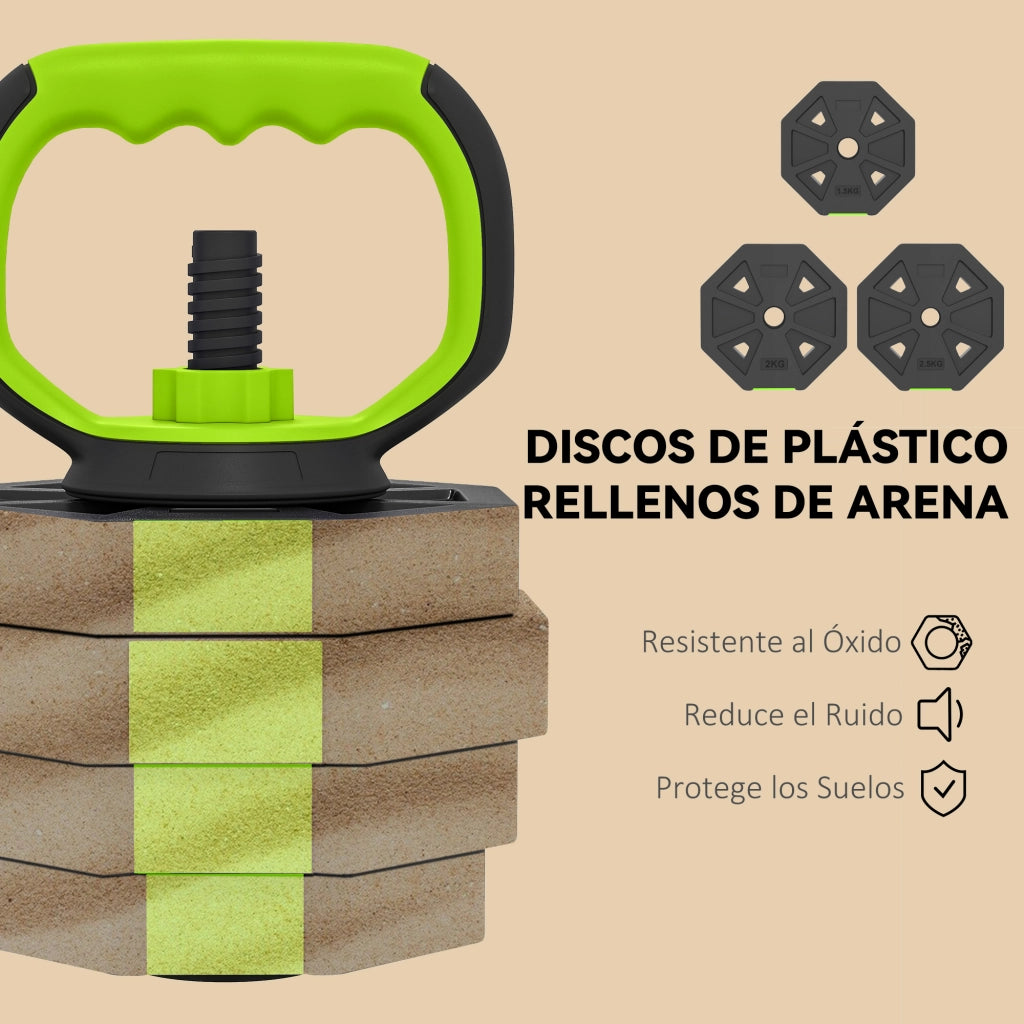 Mancuernas Ajustables 25 kg 6 en 1 ¨C zephmum ¨C Kettlebell Barra Soporte para Flexiones