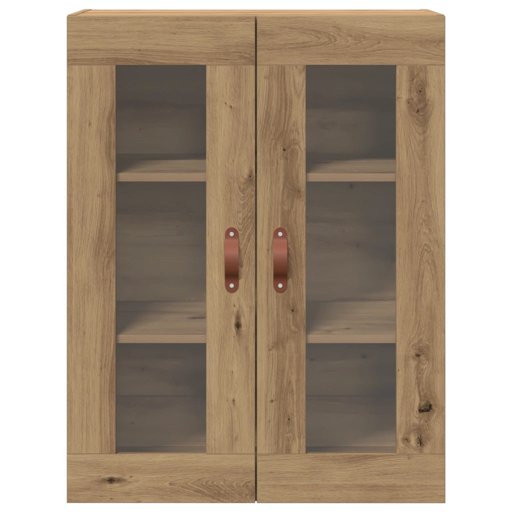 Mobile a muro  con porte in vetro rovere artigianale 69,5x34x90 cm