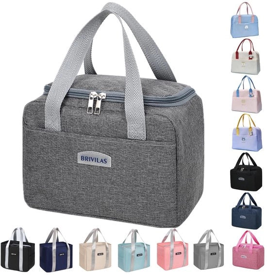 Borsa da picnic, borsa da pranzo riutilizzabile, borsa da pranzo impermeabile, borsa da pranzo pieghevole per donne, uomini, bambini e studenti, viaggi, picnic, scuola (grigio)
