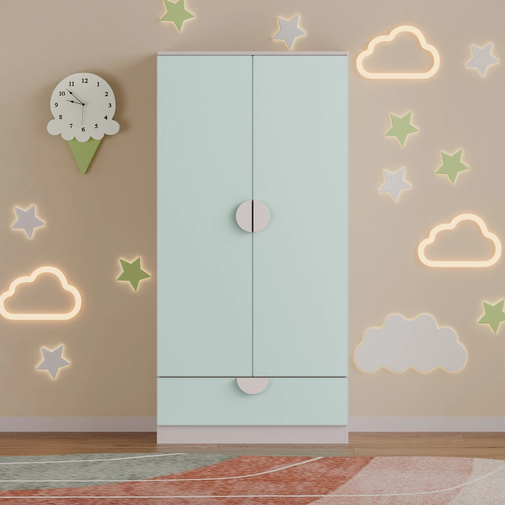 Armadietto Sandnes per Bambini con Appendiabiti e Cassetto 123x60x40 cm Menta Verde [en.casa]