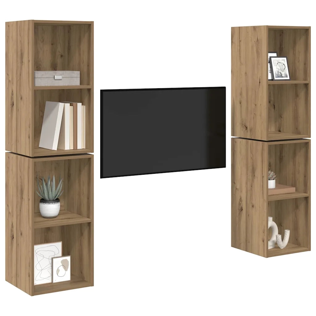 Set mobile TV 4 pcs Rovere artigianale Legno multistrato 3393563
