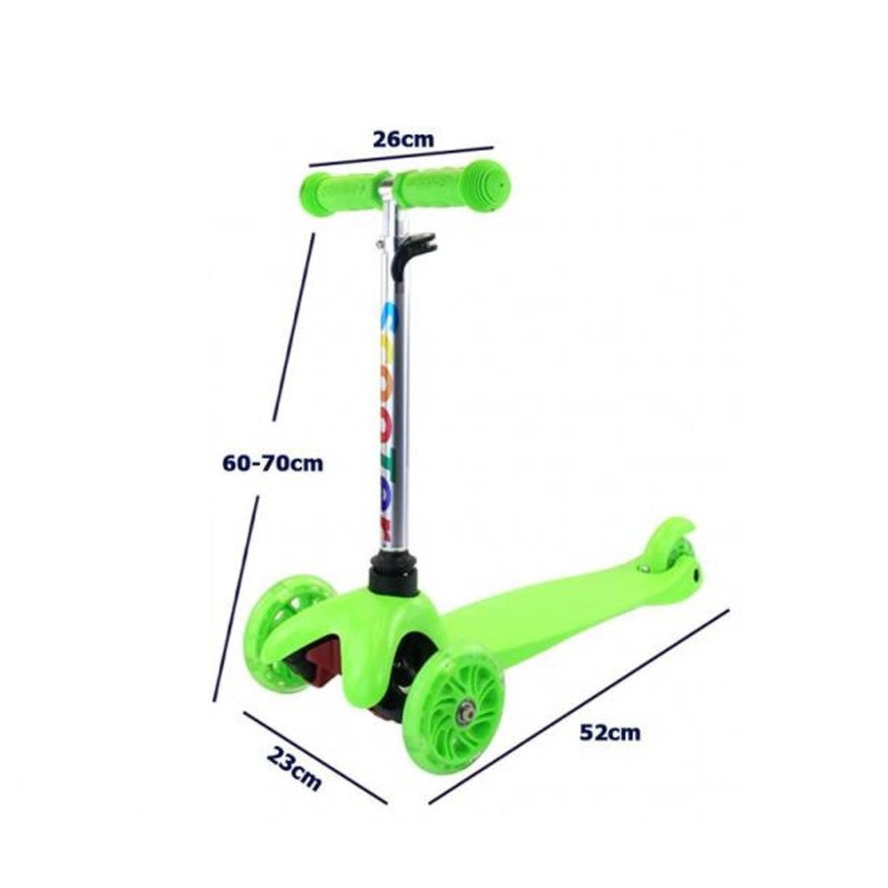 Trade Shop - Monopattino 3 Ruote Per Bambino/bambina Altezza Regolabile Con Luci Led E Freno -