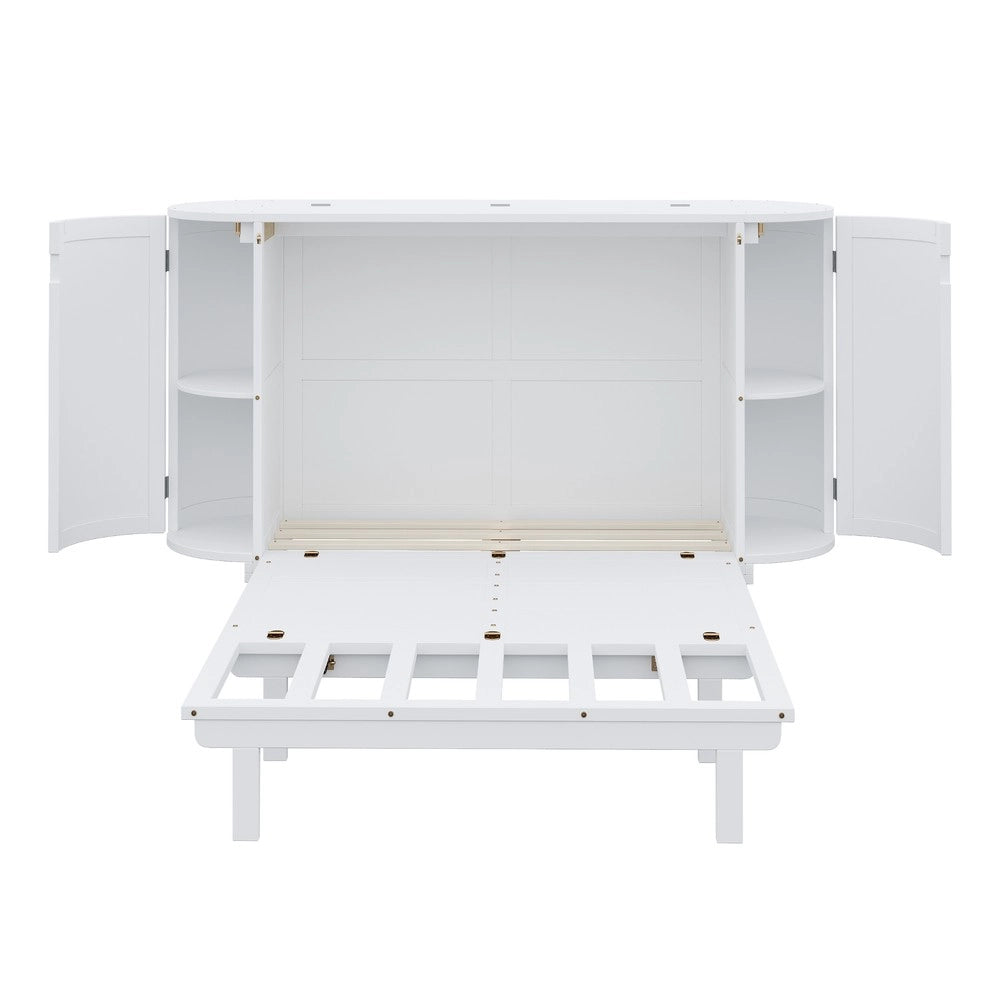 Letto a Scomparsa Verticale con Rete a Doghe e Vani ¨C MINIMAL ¨C Bianco 140x200