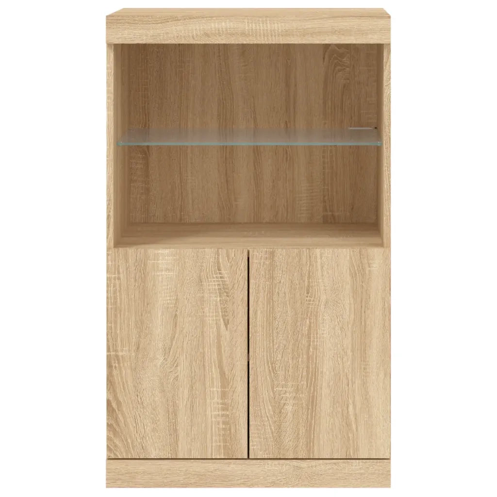 Credenza con Luci LED-Buffet-Armadio da cucina Rovere Sonoma 60,5x37x100 cm 148080