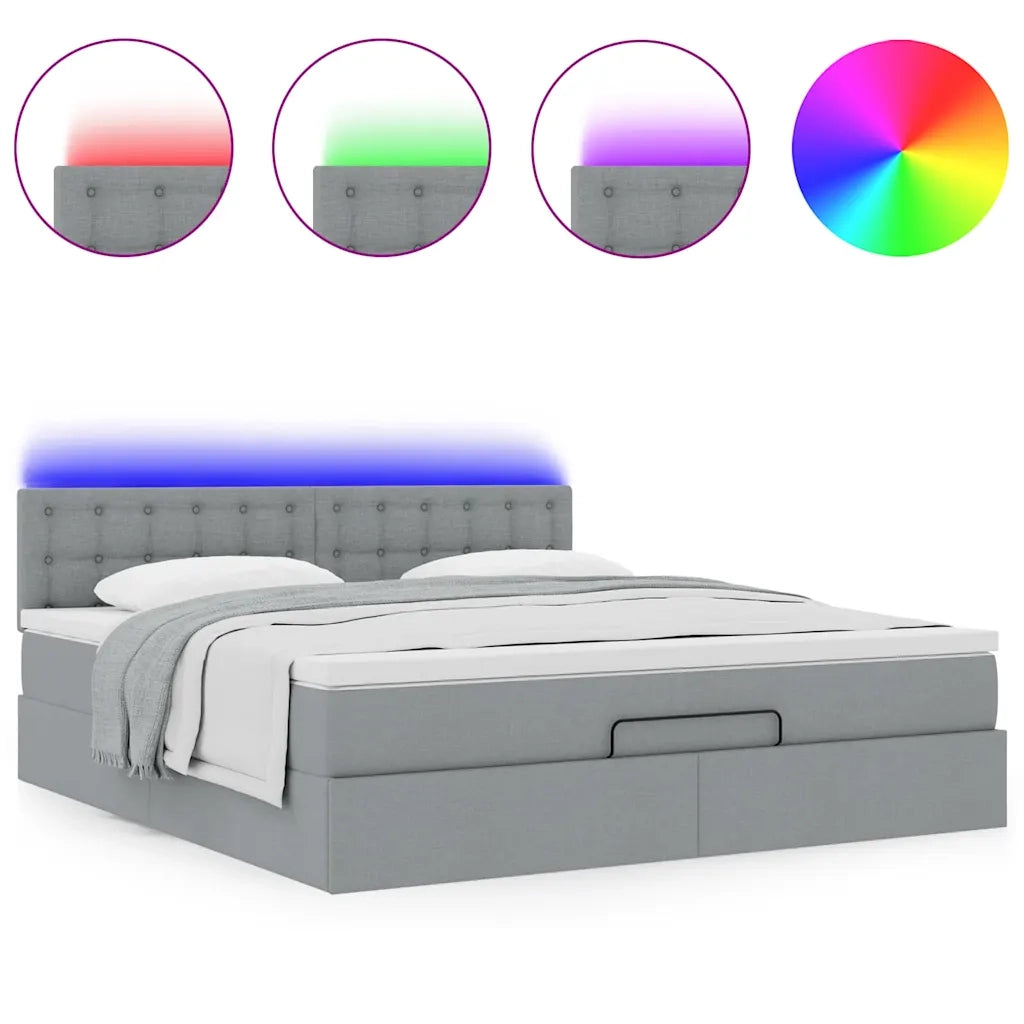 Pouf Letto con Materasso Grigio Chiaro 160x200 cm in Tessuto 3312485